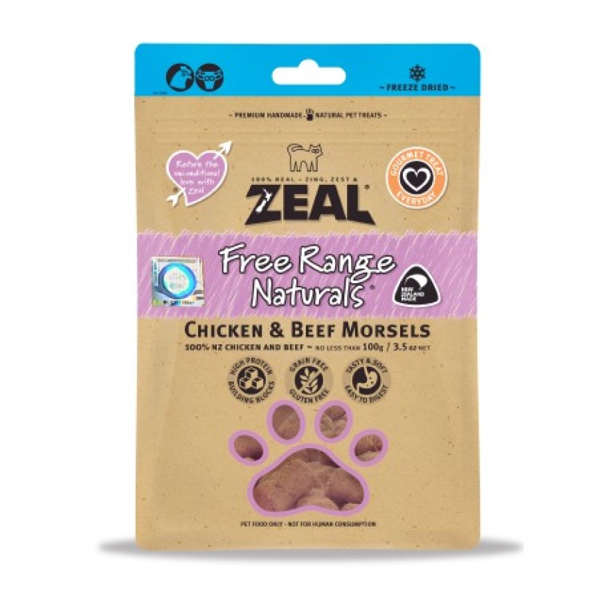 ZEAL 狗糧 紐西蘭無榖物脫水凍乾 雞+牛肉 100g (NP037F)