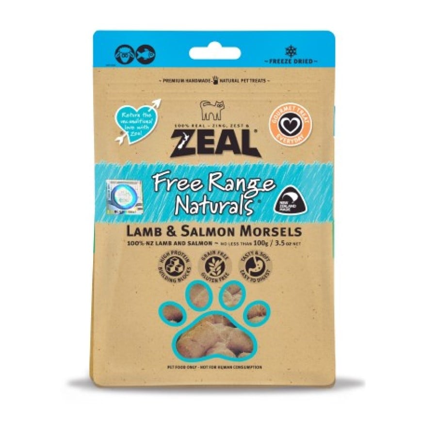 ZEAL 狗糧 紐西蘭無榖物脫水凍乾 羊+三文魚肉 100g (NP038F)