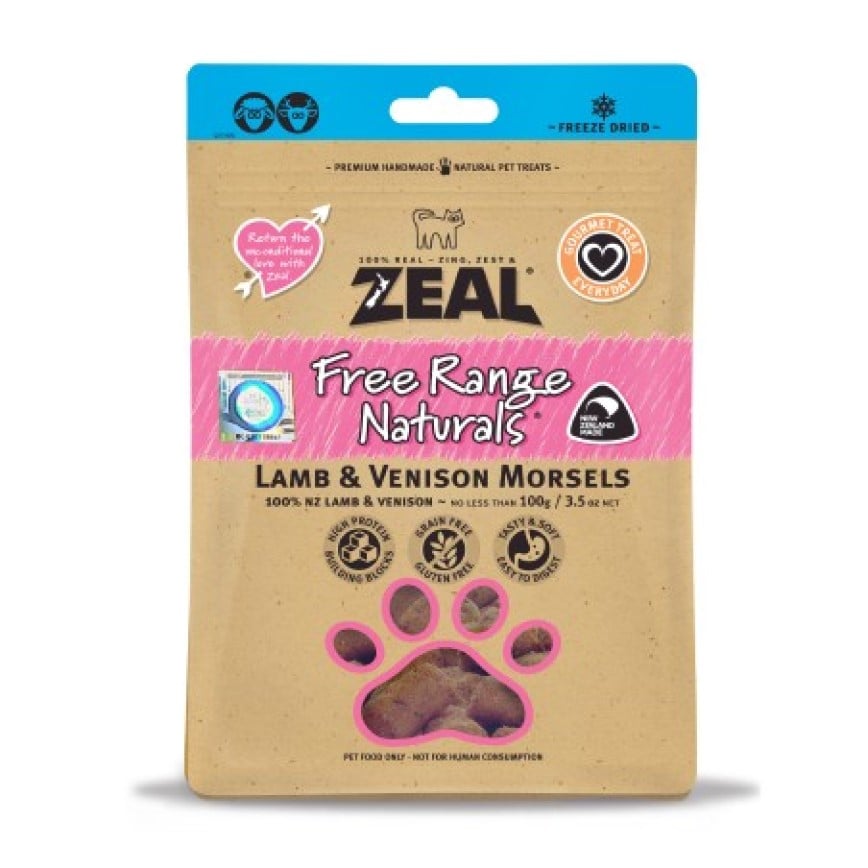 ZEAL 狗糧 紐西蘭無榖物脫水凍乾 羊+鹿肉 100g (NP039F)