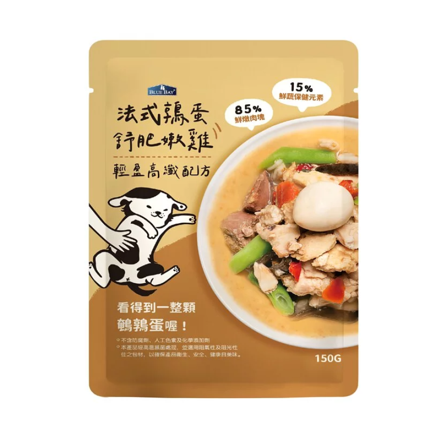BLUE BAY 狗狗鮮食餐包 純肉 JUMBO系列 法式鶉蛋舒肥嫩雞 150g (CF001-1) 圖 1