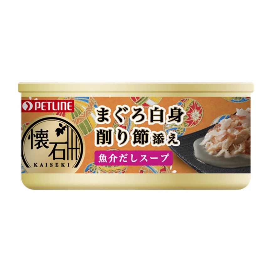 日本Petline 貓罐頭 懷石系列 吞拿魚+木魚片湯罐 60g (KC7) 圖 1