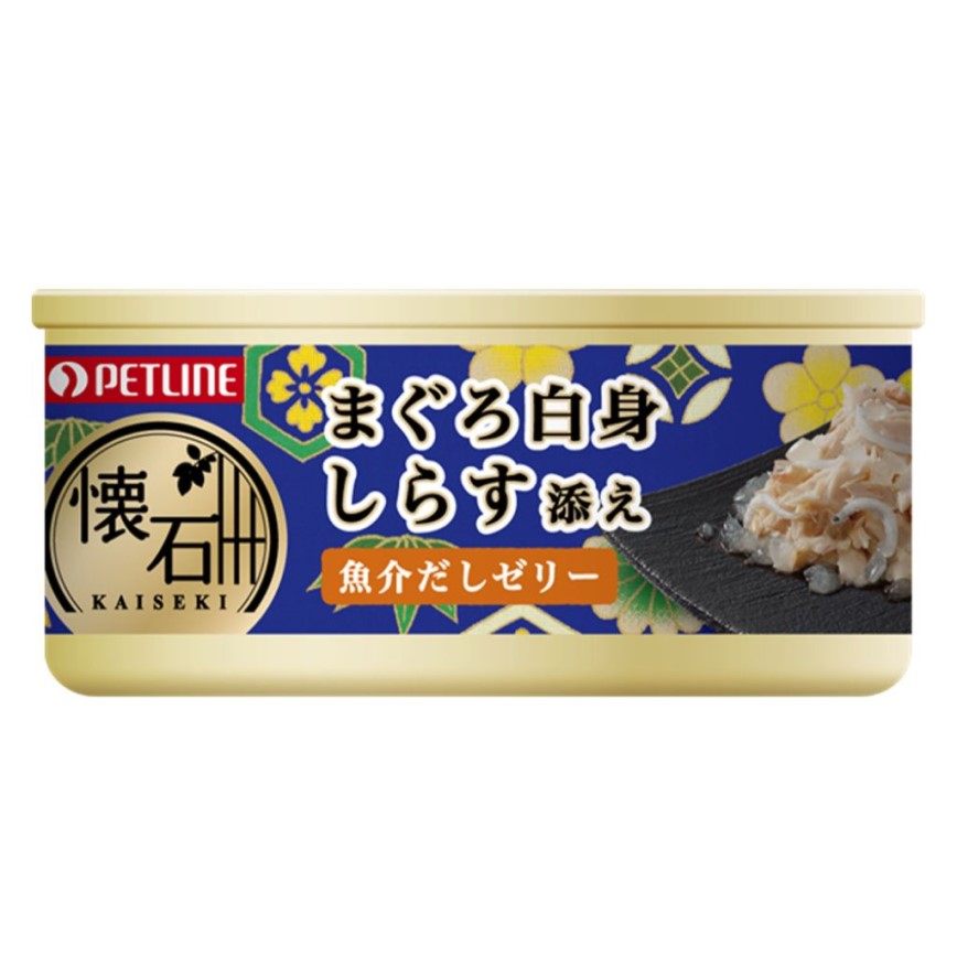 日本Petline 貓罐頭 懷石系列 吞拿魚+白飯魚 60g (KC1)