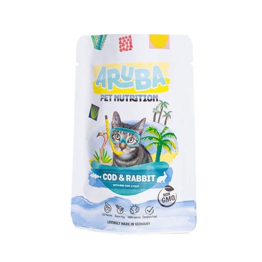 Aruba 貓濕糧 鱈魚+兔肉配小白菜.青口 主食鮮食包 70g (ACP005)