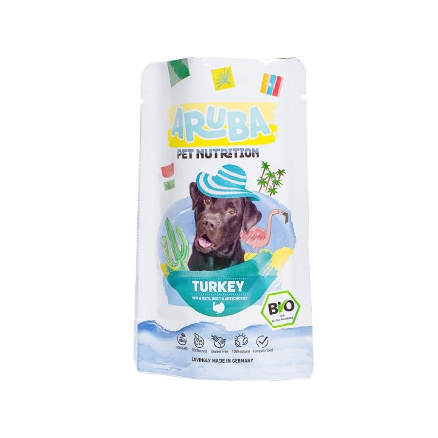 Aruba 狗濕糧 有機火雞配燕麥.紅菜頭.雅枝竹 主食鮮食包 100g (ADP001)