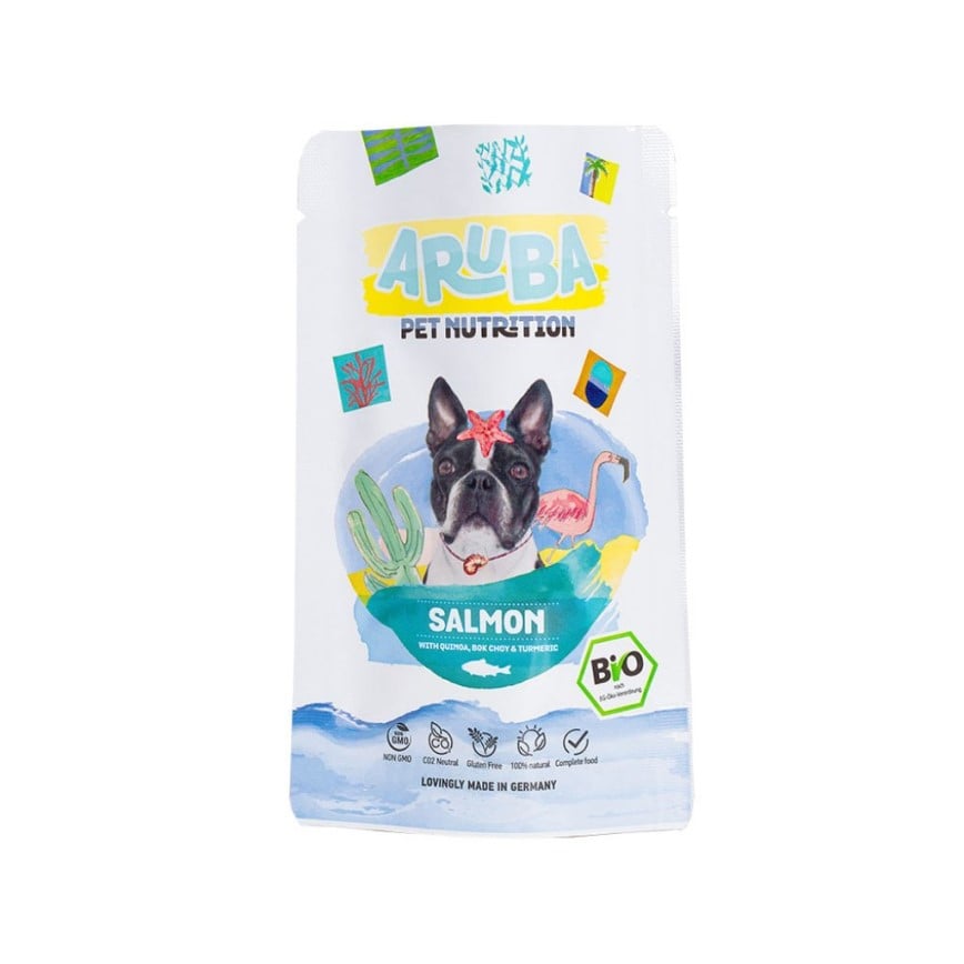 Aruba 狗濕糧 有機三文魚配藜麥.小白菜.黃薑 主食鮮食包 100g (ADP002)