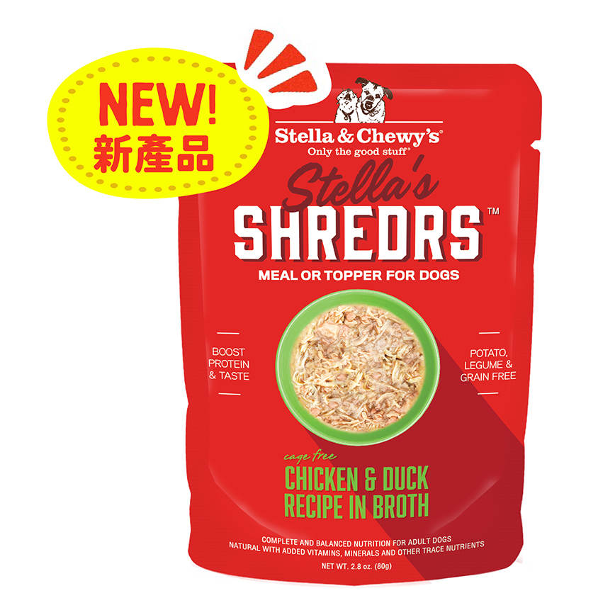 Stella & Chewy's Stella's Shredrs 狗濕糧 肉絲滋味包系列 放養雞+鴨配方 80g 2.8oz (SSCDB)