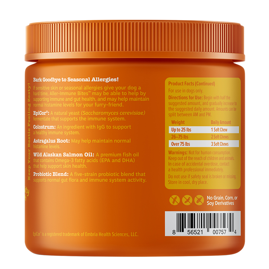 Zesty Paws 抗敏免疫咀嚼軟粒 花生醬味 ALLER-IMMUNE BITESPEANUT BUTTER 90CT JAR (003265) 圖 2