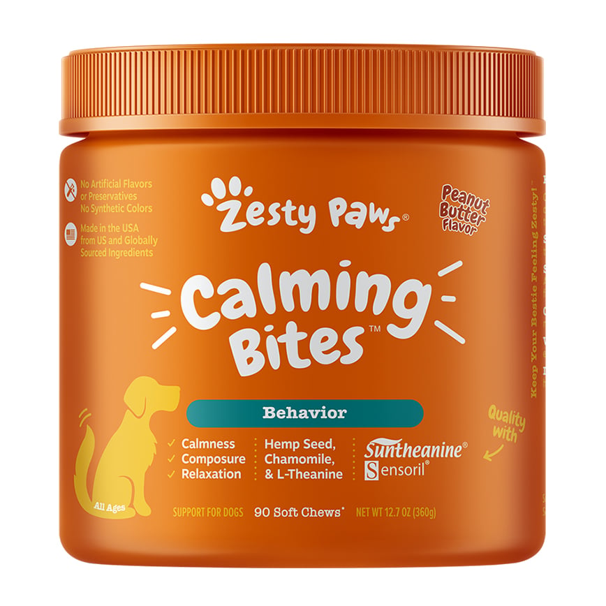 Zesty Paws 舒緩放鬆 舒緩咀嚼軟粒 花生醬味 CALMING BITES PEANUT BUTTER 90CT JAR (003267)