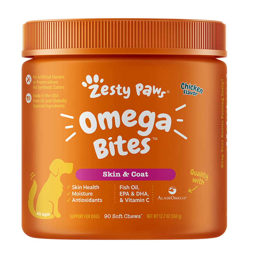 Zesty Paws 皮毛護理 奧米加咀嚼軟粒 OMEGA BITES CHICKEN 90CT JAR (003268)
