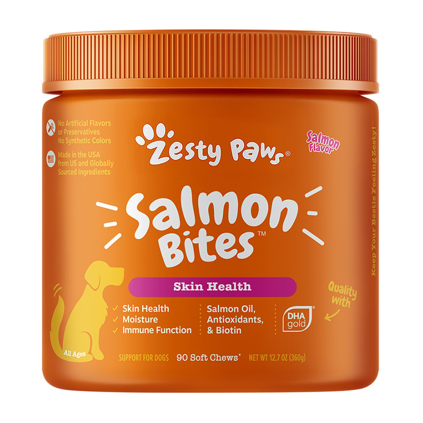 Zesty Paws 皮膚健康 益生菌咀嚼軟粒 三文魚味 SALMON BITES SALMON 90CT JAR (003269)