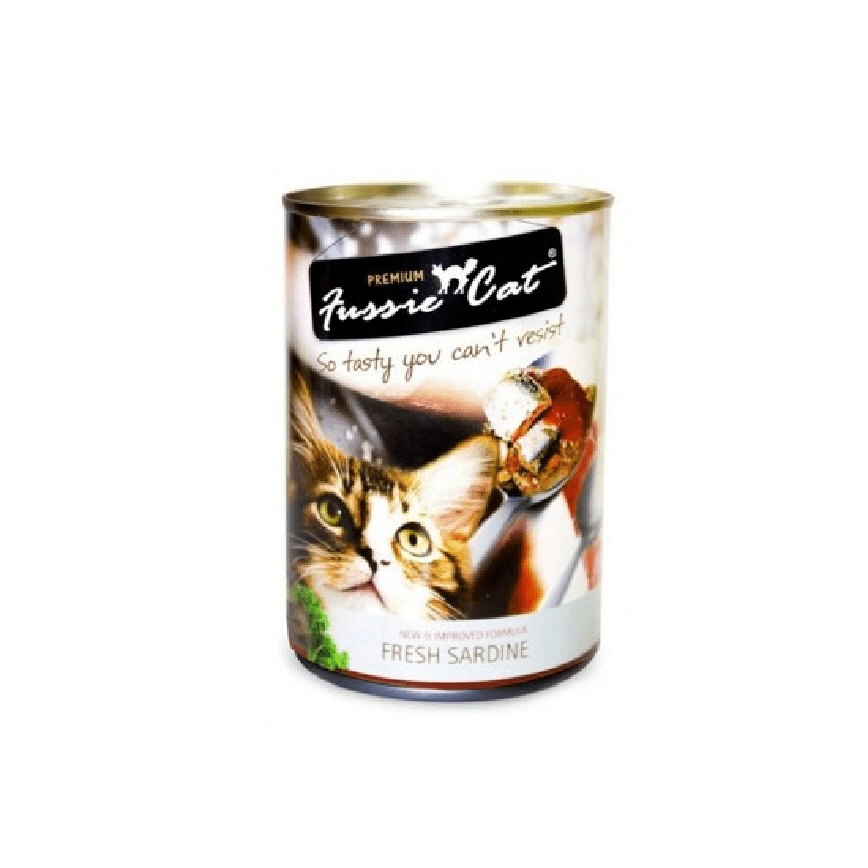 Fussie Cat 貓罐頭 沙甸魚 400g (灰白) (FU-4S) (新舊包裝隨機發貨) 圖 1