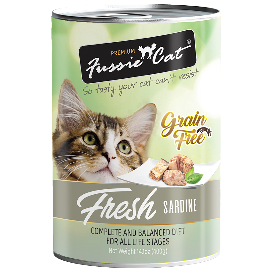 Fussie Cat 貓罐頭 沙甸魚 400g (灰白) (FU-4S) (新舊包裝隨機發貨) 圖 2
