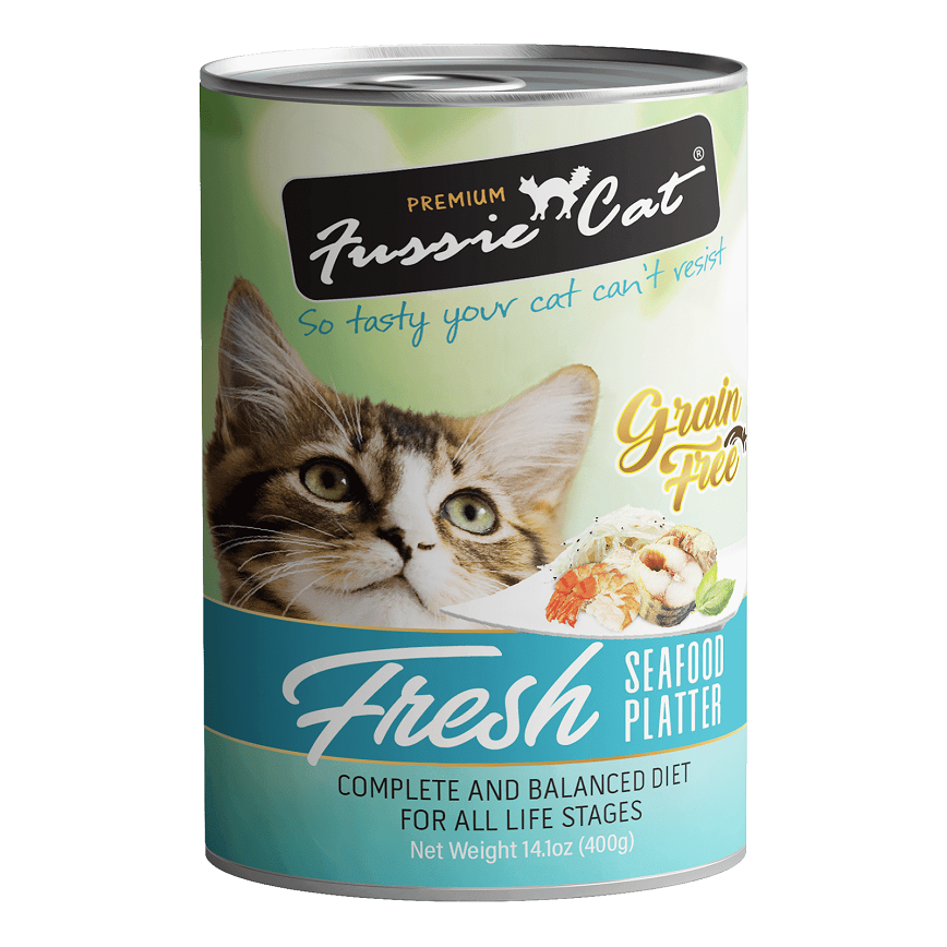 Fussie Cat 貓罐頭 海鮮拼盤 400g (淺藍) (FU-4SF) (新舊包裝隨機發貨) 圖 2
