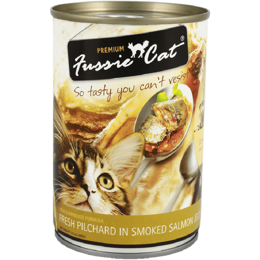 Fussie Cat 貓罐頭 煙三文魚汁沙丁魚 400g (咖喱黃) (FU-4PS)