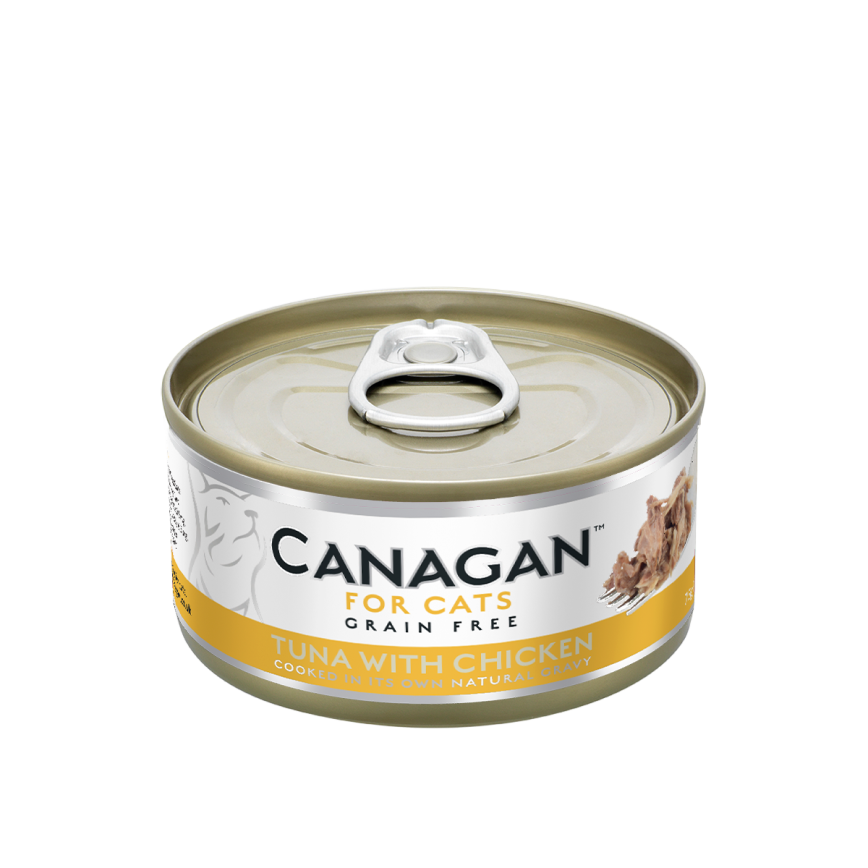 CANAGAN原之選 貓罐頭 無穀物貓罐頭 吞拿魚及雞肉 75g (黃) (WU75) 圖 1