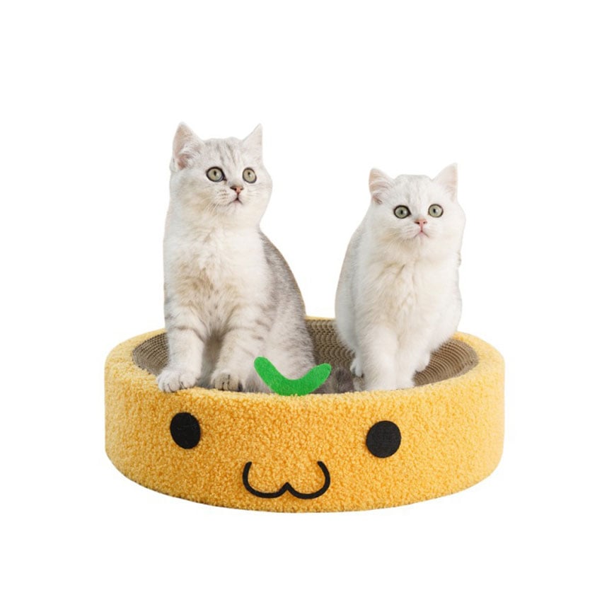 HelloDOG 玩具嚴選 貓玩具 瓦楞紙貓窩 可愛大眼咪咀 橙色 1個 [約41cm x 10cm]