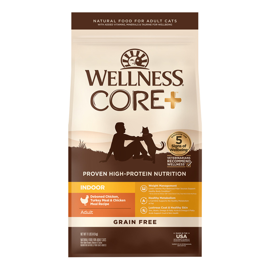 WELLNESS CORE 貓糧 無穀物 室內貓專用配方 去骨雞肉及火雞 2lb (金) (8836)