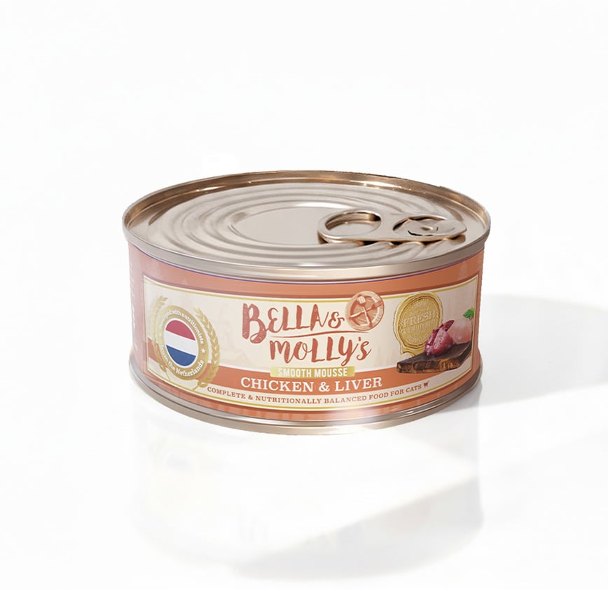 Bella & Molly's 荷蘭罐 貓罐頭 AAFCO 主食罐 護眼配方 雞肉及雞肝慕絲 80g 圖 1
