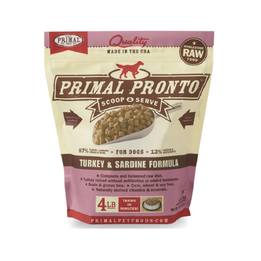 Primal 狗糧 急凍鮮肉粒系列 火雞及沙甸魚配方 4lb (PRCTF4) (需冷藏)
