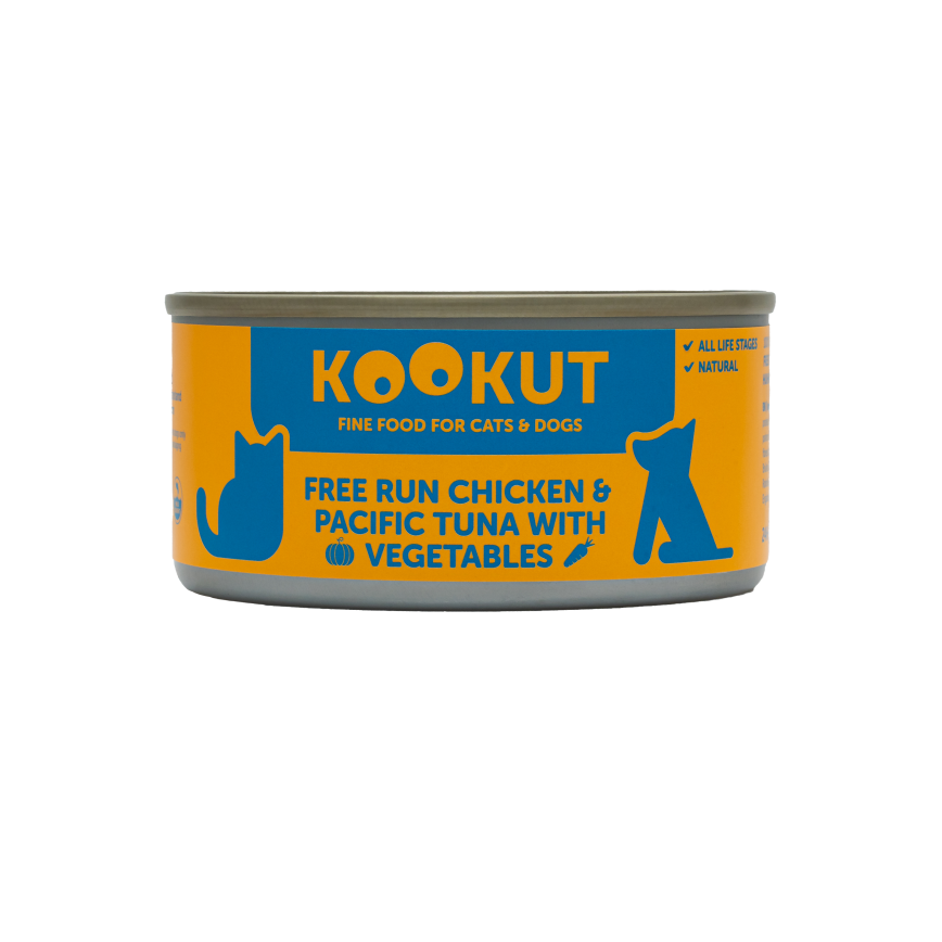 KOOKUT 貓狗罐頭 100% 天然 放養雞太平洋吞拿魚蔬菜 150g (WCKUFA1017244) (貓狗共用)