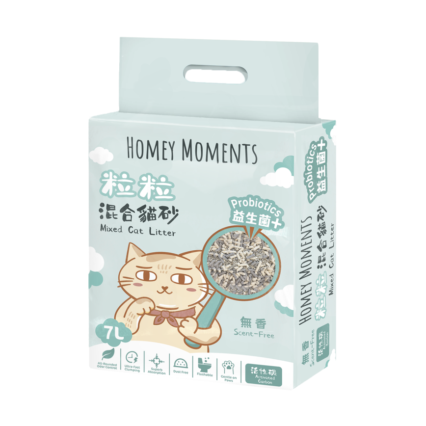 Homey Moments 益生菌活性碳粒粒 混合貓砂 (原味/無香味) 7L (TAHMNW08005ZZ) (新配方)