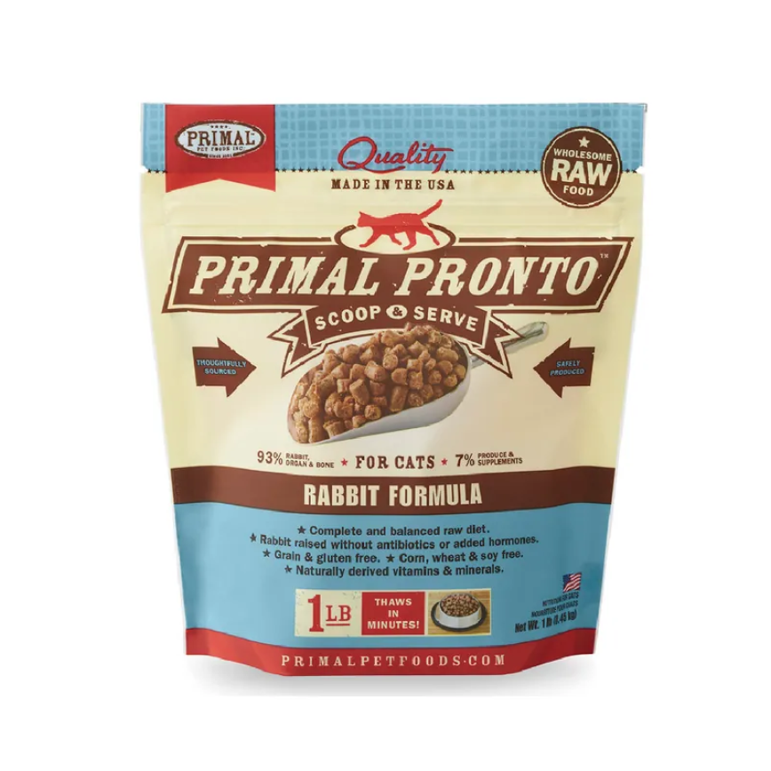 Primal 貓糧 急凍鮮肉粒系列 兔肉配方 1lb (PRFRF1) (需冷藏)