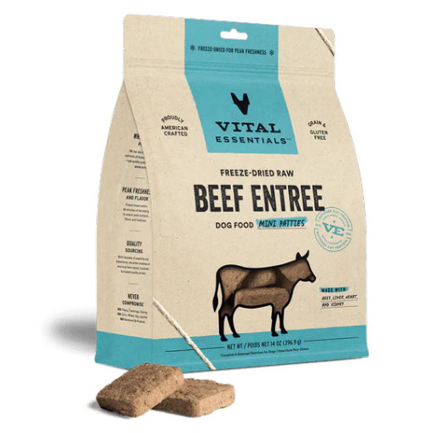 VITAL ESSENTIALS 狗糧 凍乾脫水生肉糧 迷你肉餅 牛肉 14oz (681013)