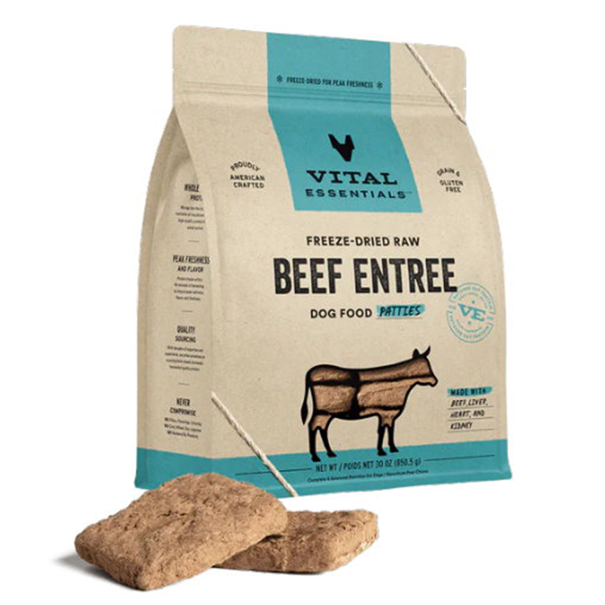 VITAL ESSENTIALS 狗糧 凍乾脫水生肉糧 迷你肉餅 牛肉 30oz (681006)