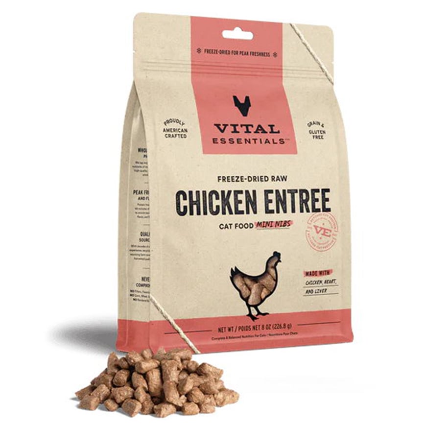 VITAL ESSENTIALS 貓糧 凍乾脫水生肉糧 迷你肉粒 雞肉 12oz (690039)