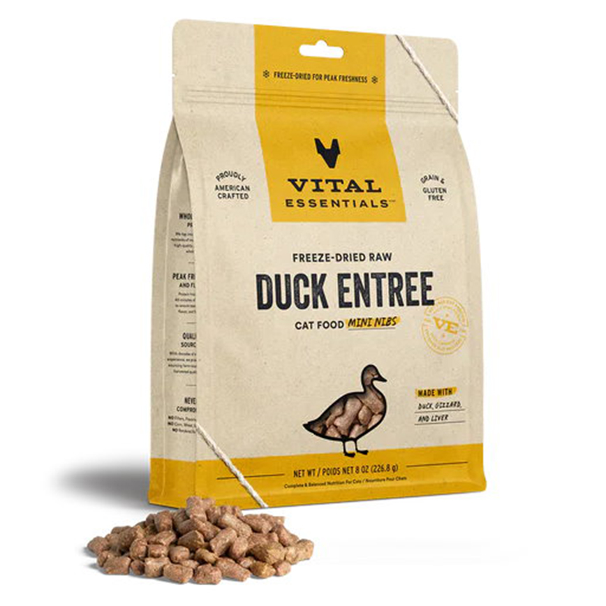 VITAL ESSENTIALS 貓糧 凍乾脫水生肉糧 迷你肉粒 鴨肉 8oz (690046)