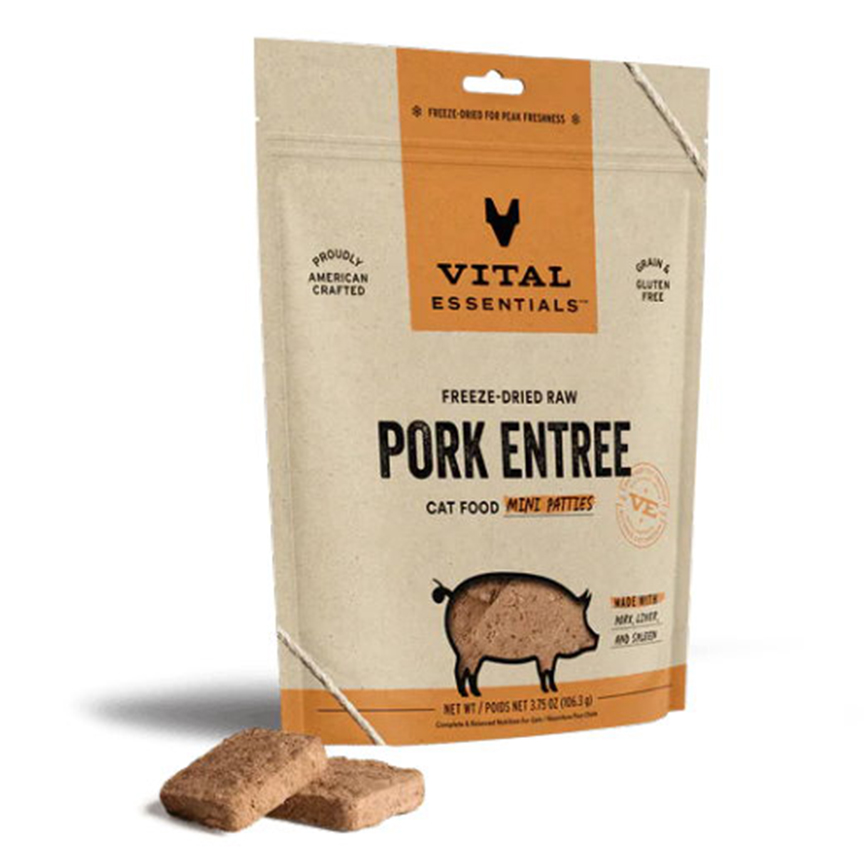 VITAL ESSENTIALS 貓糧 凍乾脫水生肉糧 迷你肉餅 豬肉 3.75oz (691067)