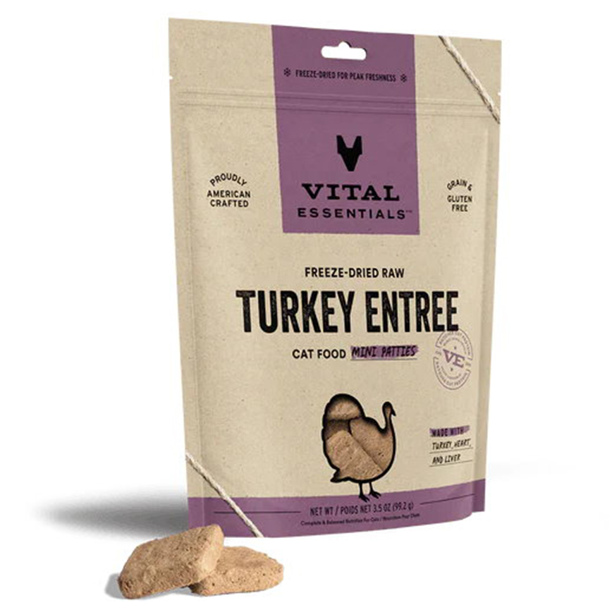 VITAL ESSENTIALS 貓糧 凍乾脫水生肉糧 迷你肉餅 火雞肉 8oz (691111)
