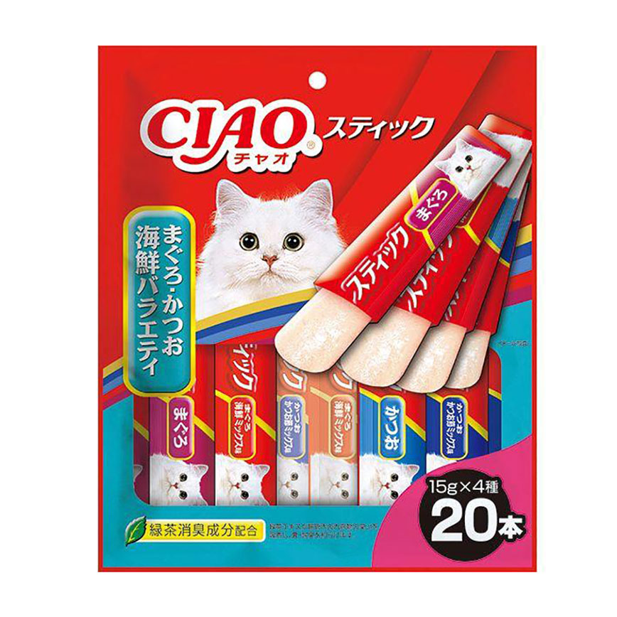 CIAO 貓零食 日本啫喱果凍棒 三文魚鰹魚混合海鮮味 15g 20條裝 (TSC-224) 圖 1