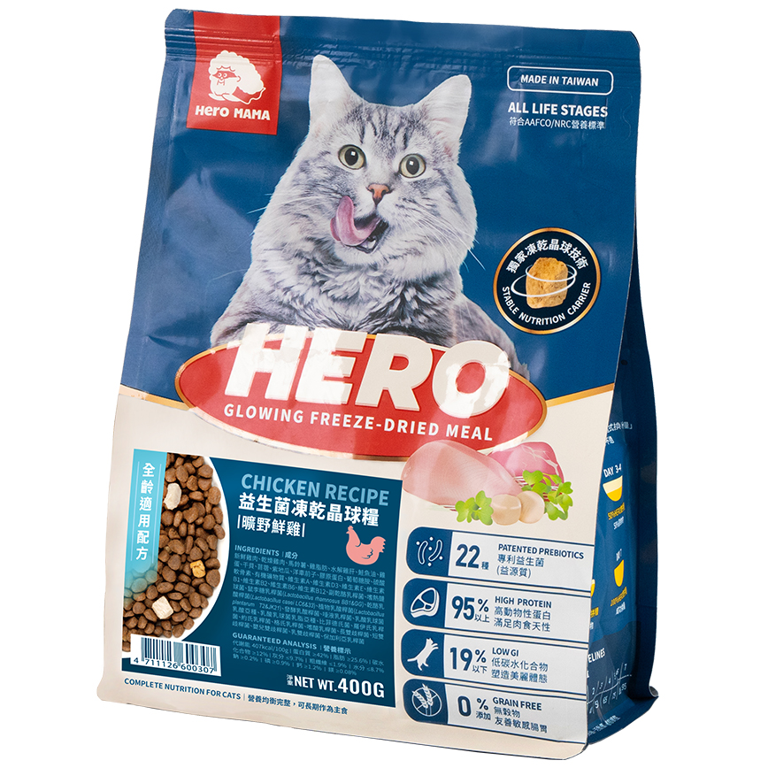 HeroMama 貓糧 益生菌晶球糧 全齡曠野鮮雞 400g