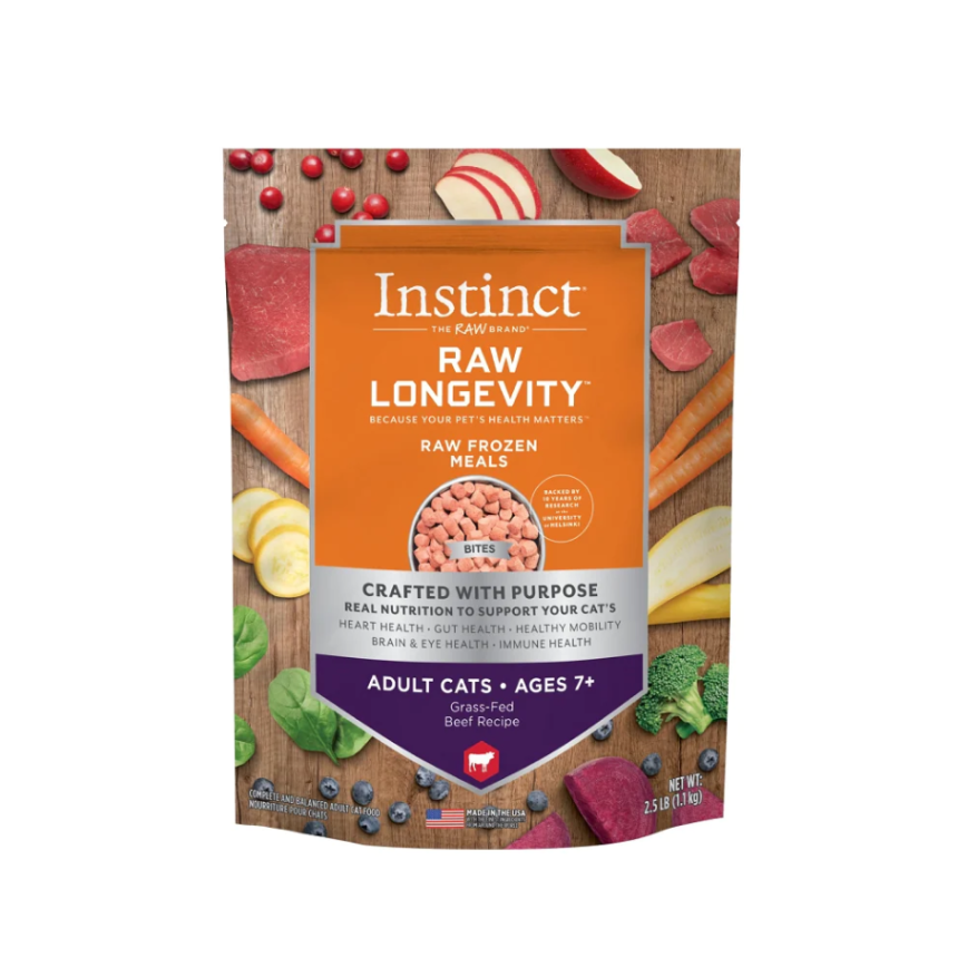 Instinct 貓糧 本能 貓糧 無穀物凍乾主食糧 長壽老年貓7+ 牛肉 9.5oz (621546)