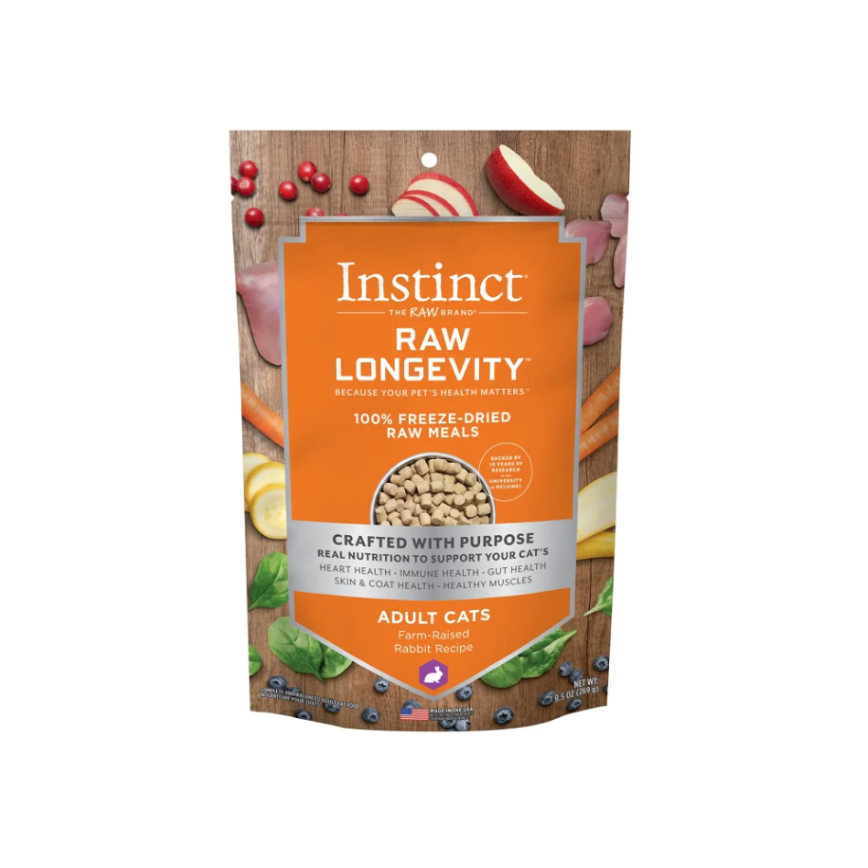 Instinct 貓糧 本能 貓糧 無穀物凍乾成貓生肉主食糧 兔肉 9.5oz (621522)