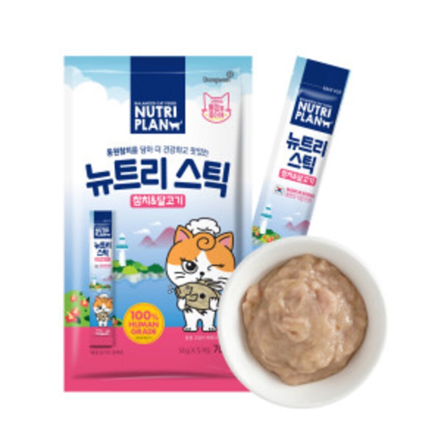 Nutriplan 貓肉泥 營養企劃 韓國肉泥餐包 海魴及吞拿魚 14g 5本【限時優惠中】