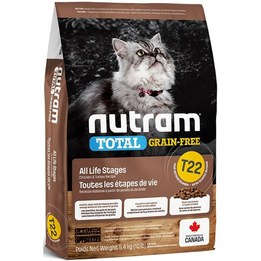 nutram紐頓 無薯無穀糧全貓糧 雞及火雞 Turkey & Chicken T22 2kg (NT-T22-2K)