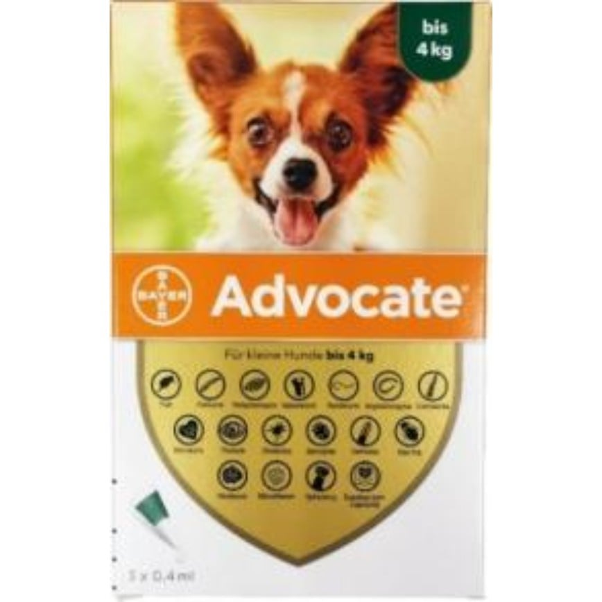 Elanco (Bayer) 犬用 Advocate 心疥爽滴劑 4kg以下 1盒3支 (BAOD40)