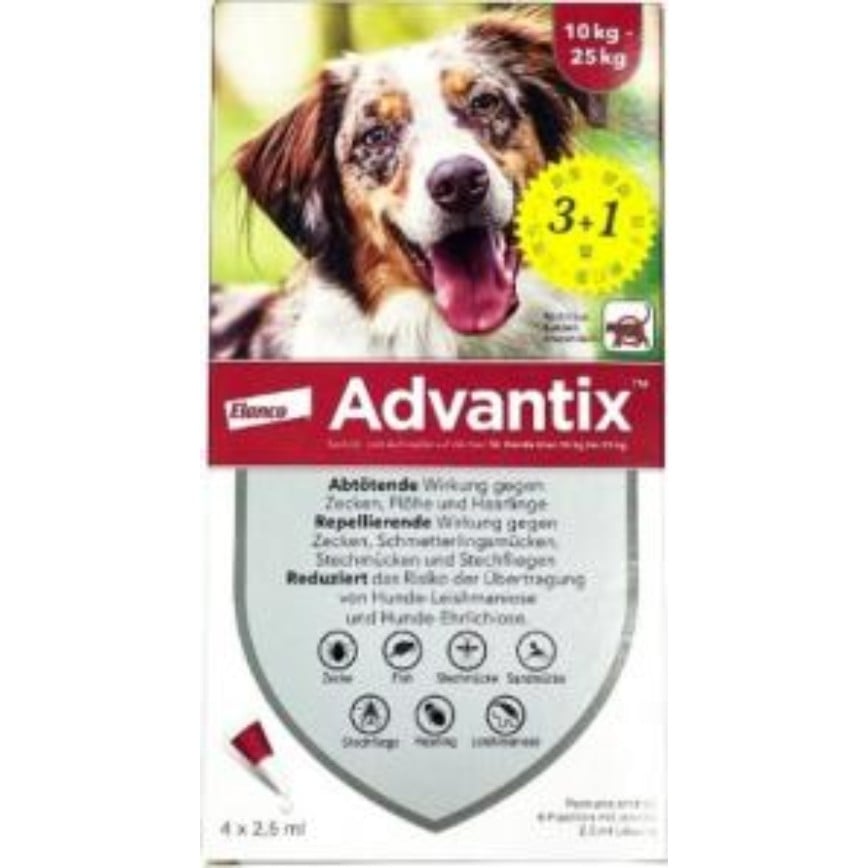 Elanco (Bayer) 犬用 Advantix 益百分滴劑 10kg-25kg 1盒4支 (BAX250)
