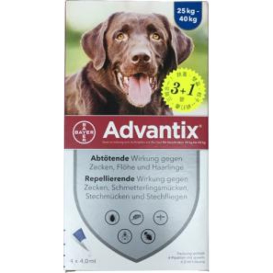 Elanco (Bayer) 犬用 Advantix 益百分滴劑 25kg-40kg 1盒4支 (BAX400)