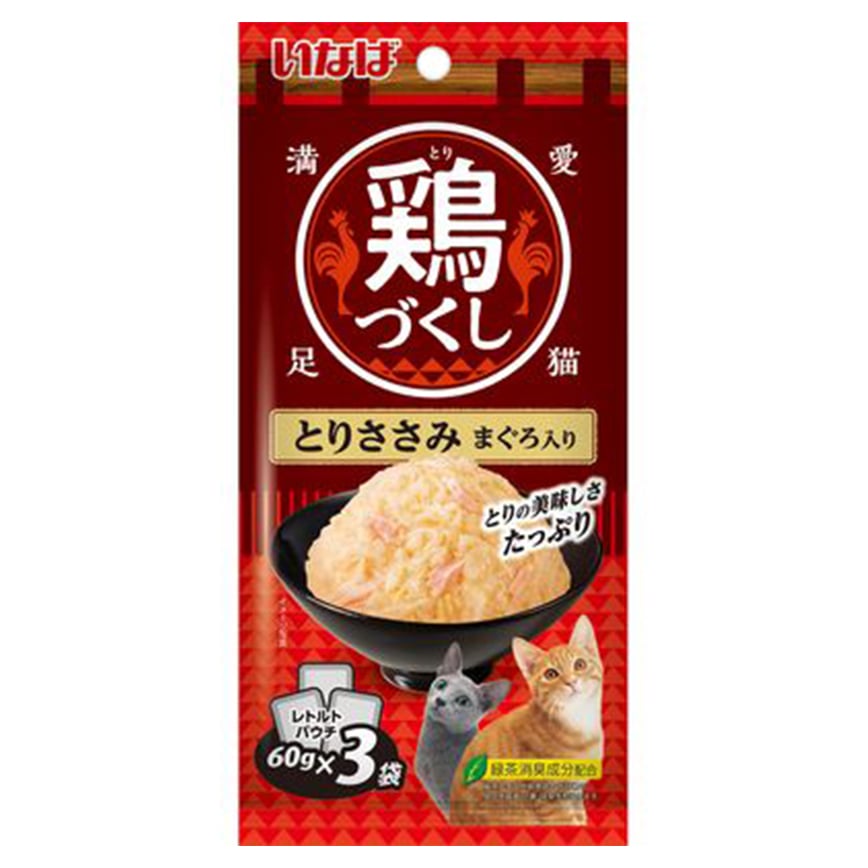 CIAO 貓濕糧 日本 INABA 全雞宴軟包 雞肉+吞拿魚 60g×3袋 (QCR-91) 圖 1