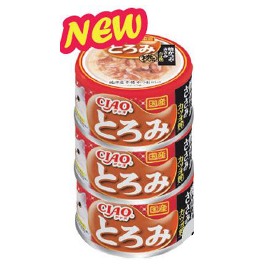 CIAO 貓罐頭 濃湯 燒鰹魚 雞肉 木魚片 80g 3罐入 (3A-48) 圖 1