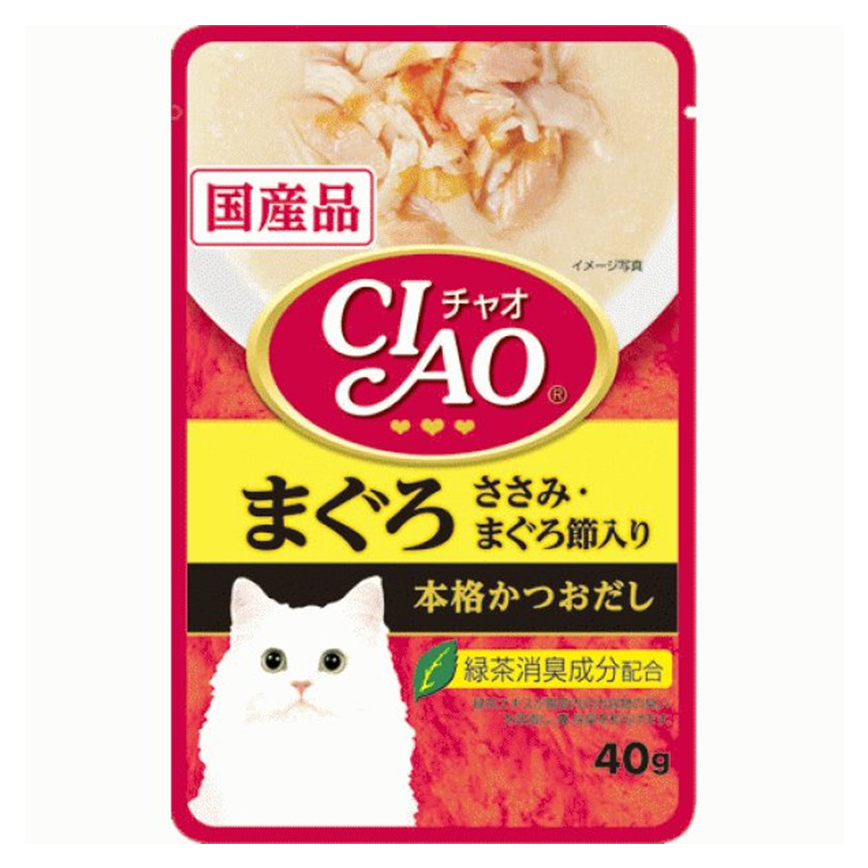 CIAO 日本貓濕糧 鰹魚湯底 吞拿魚+雞肉+吞拿魚片 40g (IC-208) 圖 1