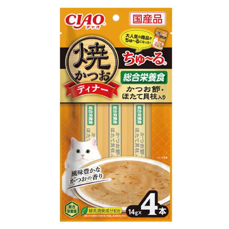 CIAO 貓零食 燒鰹魚晚餐超奴 鰹魚節+帶子 14g×4 (SC-511) 圖 1
