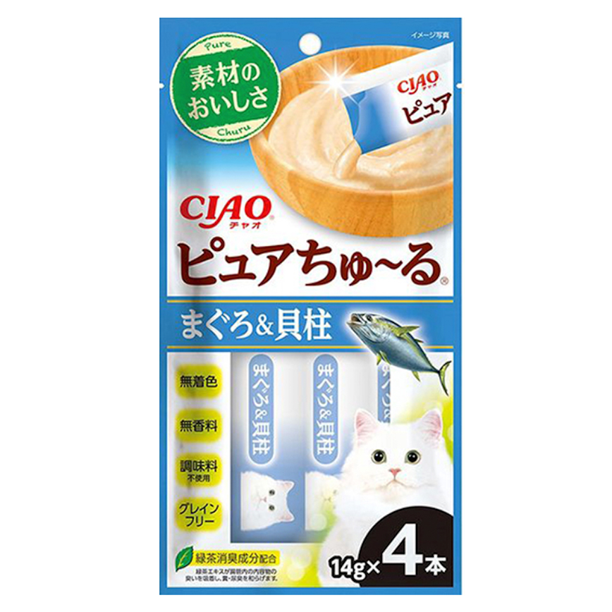 CIAO 貓零食 Pure 超奴醬 吞拿魚+扇貝 14g×4 (TSC-212) 圖 1