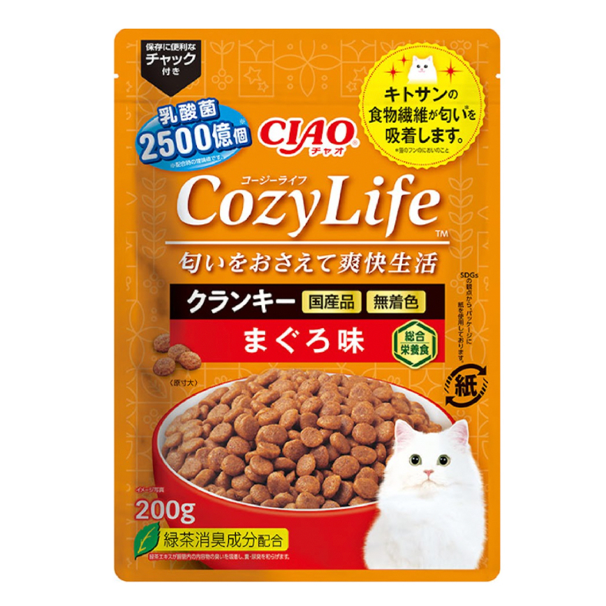CIAO 爽快生活乳酸菌+甲殼素貓糧 吞拿魚味 200g (P-371)