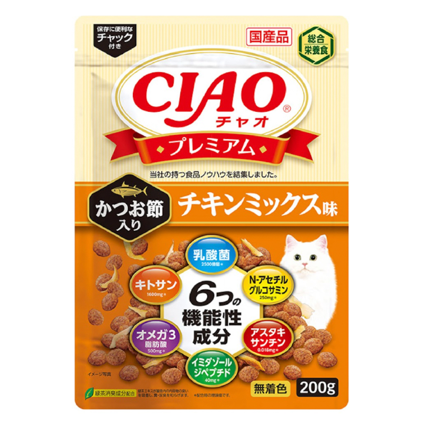 CIAO 貓糧 頂級乾糧 木魚+雞肉味 200g (P-433)