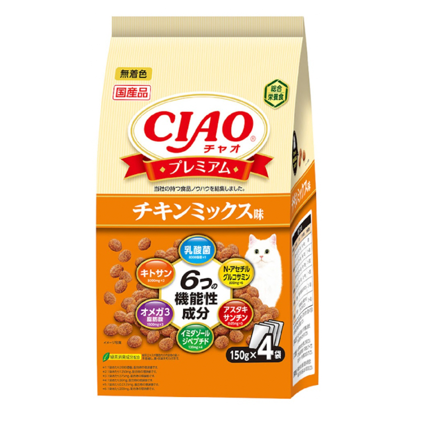 CIAO 貓糧 機能成分乾糧 雞肉味 150g×4 (P-435)