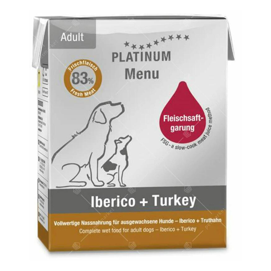 PLATINUM 狗濕糧 無穀物成犬配方 西班牙黑毛豬+火雞 375g (PT650)